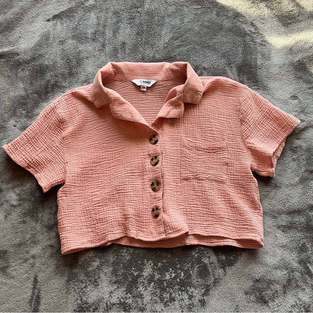 Pink Button Up Top